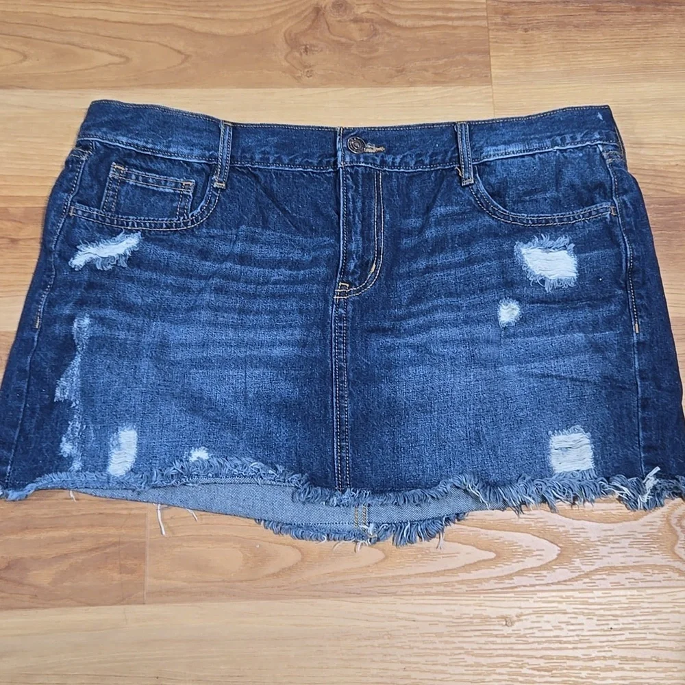 old navy distressed jean skirt